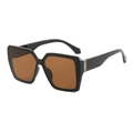 Classic square oversized sunglasses with black frames and gradient amber lenses - Black Frame Tea Lens