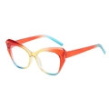 Occhiali cat-eye sfumatura arcobaleno con montatura trasparente e stanghette colorate - Montatura Arancione Blu