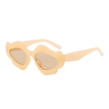 Gafas de sol de moda con montura ondulada en beige crema y lentes tintadas marrones - Montura Amarilla Jelly Lentes Té Claro