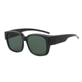 Modische quadratische Oversize-Sonnenbrille mit matt schwarzem Rahmen und dunklen Gläsern - Schwarzer Rahmen Grüne Gläser