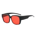 Modische übergroße rechteckige Sonnenbrille mit mattem schwarzem Rahmen und roten Gläsern - Schwarzer Rahmen rote Gläser