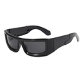 Lunettes de soleil punk à monture épaisse en noir brillant pour un look hip-hop chic - Monture Noire Verres Noir Gris