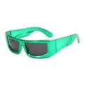 Occhiali da sole futuristici verde neon con montatura larga e lenti scure da festa - Montatura Verde Lenti Grigie