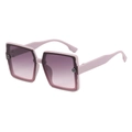 Fashionable oversized square sunglasses with matte pink frame and purple gradient lenses - Purple Frame Grey Pink Lens