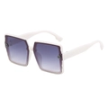 Fashionable white square oversized sunglasses with purple gradient lenses and G detail - White Frame Gradient Grey Lens
