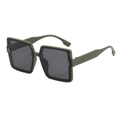 Retro square oversized sunglasses in dark green finish with metallic G logo detail - Green Frame Grey Lens