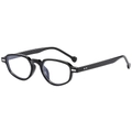 Chic black cat-eye sunglasses with oval frames and silver metal accents on the side - Black Frame