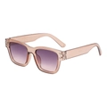 Vintage oversized square sunglasses with pink transparent frame and gradient purple lenses - Tea Frame Grey Pink Lens