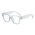 Occhiali classici quadrati con montatura trasparente e cerniere in metallo stile moderno - Montatura Grigia
