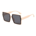 Fashionable oversized square sunglasses in beige frames with grey lenses and G logo - Beige Frame Black Gray Lens