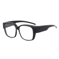 Modische quadratische Sonnenbrille in Mattschwarz mit großem Rahmen und breiten Bügeln - Schwarzer Rahmen Klare Gläser