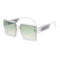 Retro oversized square sunglasses with transparent frames and green gradient lenses - Transparent Frame Green Lens