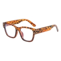 Occhiali quadrati classici tartarugati con lenti anti-luce blu e dettagli con rivetti - Montatura Leopardata