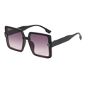 Fashionable oversized square sunglasses with black frame and purple gradient lenses - Black Frame Grey Pink Lens