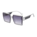 Gafas de sol cuadradas retro con montura gris transparente y lentes de degradado violeta - Montura Gris Lentes Grises Degradados