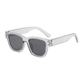 Fashionable oversized square sunglasses with transparent grey frames and dark lenses - Grey Frame / Black Grey Lens