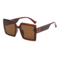 Gafas de sol cuadradas retro oversize en ámbar marrón translúcido con lentes tintadas - Montura Té Lente Té