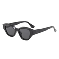 Occhiali da sole cat-eye retrò con montatura nera spessa e aste con linee laterali - Montatura Nera Lenti Grigio Nero