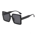 Fashionable oversized square black frame sunglasses with grey lenses and G-logo detail - Black Frame Black Grey Lens