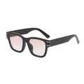 Fashionable oversized square black frame sunglasses with reddish gradient lenses for outdoors - Black Frame Light Tea Lens