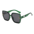 Vintage polygon sunglasses in translucent green frame with golden H-shaped metal hinges - Green Frame Grey Lens