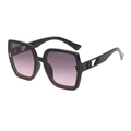 Retro polygon sunglasses with black frames, purple gradient lenses and gold accents - Black Frame Grey Pink Lens