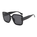 Fashionable oversized square sunglasses in glossy black frame with dark grey lenses - Black Frame Black Grey Lens