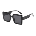 Gafas de sol cuadradas oversize negras con patillas geométricas anchas y estilo retro moderno - Montura Negra Lentes Gris Negro