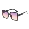 Lunettes de soleil carrées rétro avec verres dégradés violet-orange et logo B doré - Monture Noire Verres Violet Rose