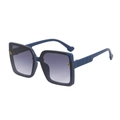 Lunettes de soleil rétro carrées avec monture bleu-noir et verres dégradés violets - Monture Bleue Verres Gris Dégradés