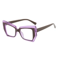 Montatura per occhiali geometrica bicolore alla moda in viola traslucido e marrone - Montatura Caffè Viola