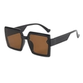 Gafas de sol cuadradas oversize vintage con montura negra y cristales marrones - Montura Negra Lentes de Té