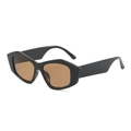 Occhiali da sole geometrici neri cat-eye con stanghette larghe e lenti marroni - Montatura Nera Lenti Tè