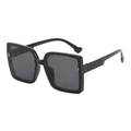 Lunettes de soleil carrées noires avec verres gris et logo B doré sur les branches - Monture Noire Verres Noir Gris