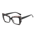Retro polygon glasses frame with black and tortoise pattern and anti-blue light lenses - Black Tortoise Frame