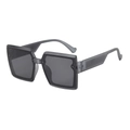 Matte grey square oversized sunglasses with chunky geometric temples and dark lenses - Grey Frame / Black Grey Lens
