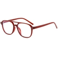 Classic red double bridge aviator eyeglasses with square frame for a vintage look - Red Frame