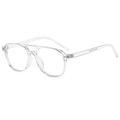 Classic vintage square transparent pilot eyeglasses with double bridge and metal hinges - Transparent Frame