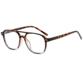 Classic tortoiseshell square eyeglass frames with double bridge pilot design for women - Leopard Gradient