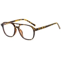 Classic tortoise square double bridge glasses with vintage style and acetate frame - Leopard Frame