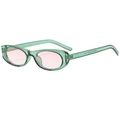 Retro polygon sunglasses with translucent green frames and stylish pink lenses for women - Green Frame Pink Lenses