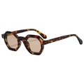 Retro small frame polygonal sunglasses in tortoise finish with light brown lenses - Demi Frame Light Tea Lens