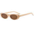 Minimalist beige polygonal sunglasses with brown lenses and a retro acetate frame - Jelly Tea Frame Tea Lens