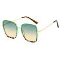 Lunettes de soleil carrées en métal avec verres dégradés verts et détails écaille - Monture Léopard Vert Verres Vert Jaune