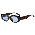 Retro cat-eye sunglasses with thick leopard print frames and light blue tinted lenses - Tortoiseshell Frame Blue Lens