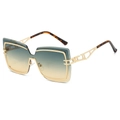 Irregular polygon rimless sunglasses with gradient lenses and hollow metal temples - Gold Frame Green Yellow Lens