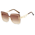 Fashionable rimless oversized polygon sunglasses with gold metal geometric hollow temples - Gold Frame Tea Lens