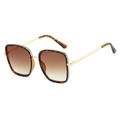 Lunettes de soleil carrées oversize en écaille de tortue avec branches dorées et verres bruns - Monture Écaille de Tortue Verres Thé