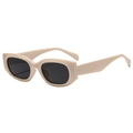 Occhiali da sole cat eye retrò con montatura beige e lenti grigie per moda all'aperto - Montatura Beige Lente Grigio Nero