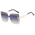 Irregular polygon sunglasses with gold hollow metal frame and purple gradient lenses - Gold Frame Grey Lens